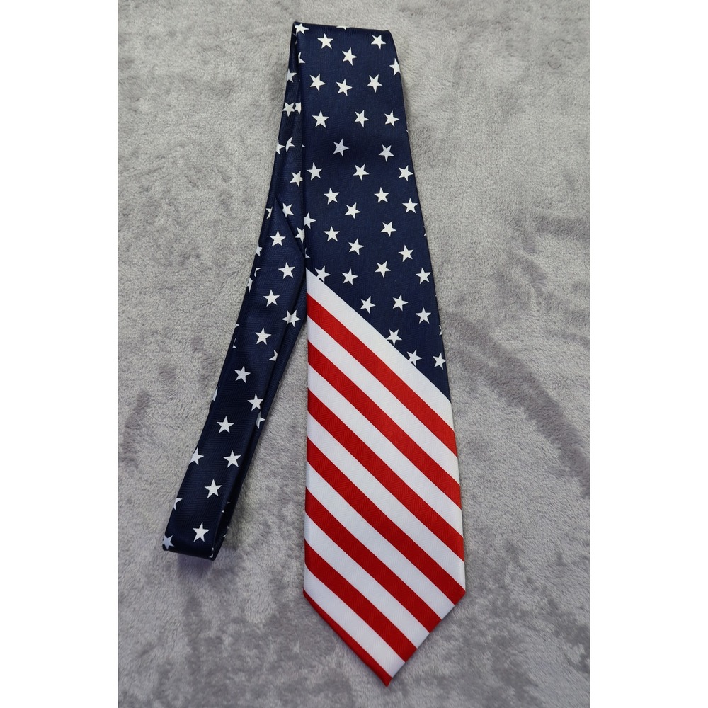 Umo‎ Lorenzo Men's Patriotic American Flag Stars Stripes Necktie Red White Blue